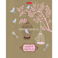 Тетрадь А5 96л клетка "Маленькие птички" на скобе крафт 5 дизайнов 96Т5В1/066342 от магазина "Карандаш"