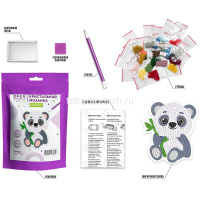 Алмазная мозаика 9х10см "Панда" на магните полная выкладка ALVM-090 от магазина "Карандаш"