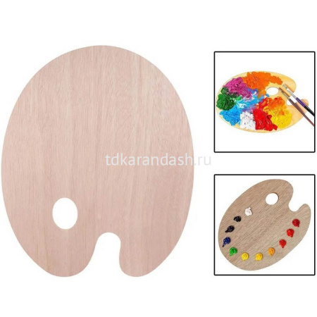 Палитра 23,5х30см овальная дерево Y10728-24 от магазина "Карандаш"