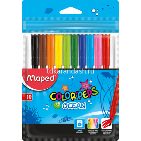 Фломастеры 10 цветов "COLOR'PEPS OCEAN" смываемые 845724