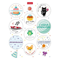 Наклейки "Поздравления и пожелания" А6 11,5х15см 4 листа в пакете с европодвесом 4Н6н/090390 от магазина "Карандаш"