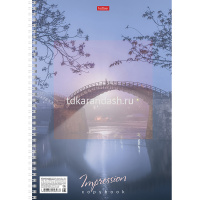 Тетрадь А4 80л клетка "Impressions" жесткая подложка на гребне выб лак 80Т4вмВ1гр/047077 от магазина "Карандаш"