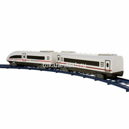 Железная дорога Локомотив + 3 вагона, 53х36х5,5см, пластик, 28 деталей (свет, звук) LT395330 от магазина "Карандаш"