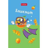 Блокнот А7 40л "Экстремальный апельсинчик" клетка, склейка, 3-х цветный блок, 5 дизайнов 083528 от магазина "Карандаш"