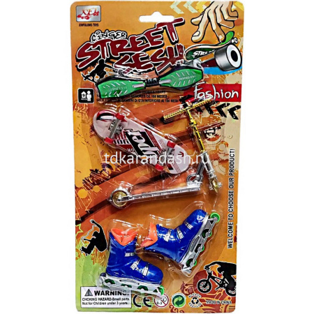 Набор пальчиковый "Фингерборд. Скейтборд. Ролики. Роллерсерф. Самокат" пластик 11932-24 от магазина "Карандаш"