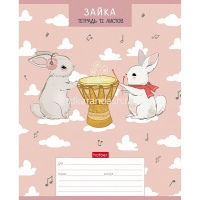 Тетрадь А5 12л крупная клетка "Зайчата" на скобе 5 дизайнов 12Т5В8/072251 от магазина "Карандаш"