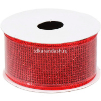 Лента упаковочная органза 3,8см х 2,7м блестящая, 6 цветов Y10013-24 от магазина "Карандаш"