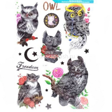 Наклейки декор. "Совы" (6D) 8видов 33*60 см Y4438-16