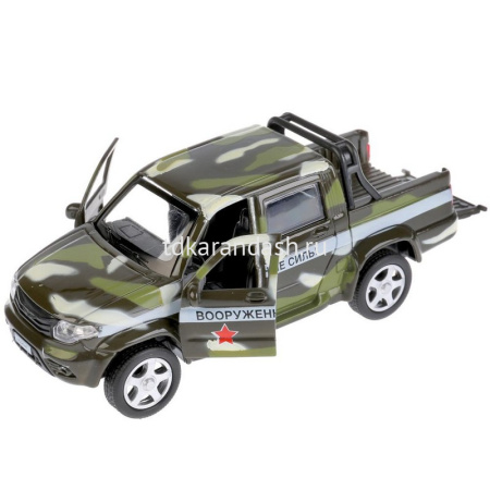 Машина "UAZ Pickup Военный" хаки, инерционная, металл 12см (открывающиеся двери) PICKUP-MIL от магазина "Карандаш"