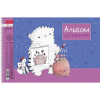 Альбом для рисования А4 32л "Приключения кота Пирожка" на спирали перфорация на отрыв, 5 дизайнов от магазина "Карандаш"