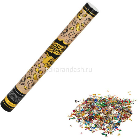 Хлопушка безопасная 50см, пневматическая, денежная 5000 рублей и конфетти 399-150 от магазина "Карандаш"