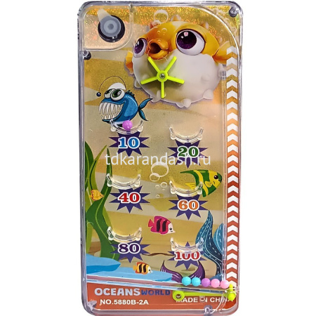 Игра водная "Пинбол 2в1. Морские обитатели" 1 кнопка 14х7см желтый 10976-24 от магазина "Карандаш"