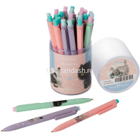 Ручка шариковая "FunClick. Kitty life" 0,7мм синяя, автомат, корпус Soft Touch 3 вида 20-0297/07 от магазина "Карандаш"