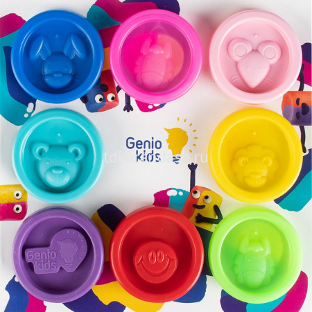 Тесто для лепки 8 баночек 16 цветов, двухслойное, с крышками-штампиками TA2018 от магазина "Карандаш"