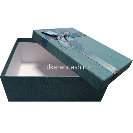 Коробка подарочная с бантом "Сине-зеленая" 19х12х6,5см, картон 11481-24 от магазина "Карандаш"