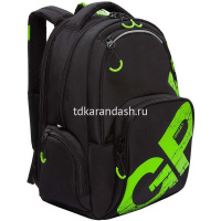Рюкзак 32х42х22см, 1100гр, 2 отделения, 4 кармана, черный/салатовый RU-423-14/7 от магазина "Карандаш"