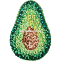 Вышивка бисером "Брошь. Половинка авокадо" 4,5х6,5см (картон, фетр, нитки, бисер, игла) 10-019 от магазина "Карандаш"