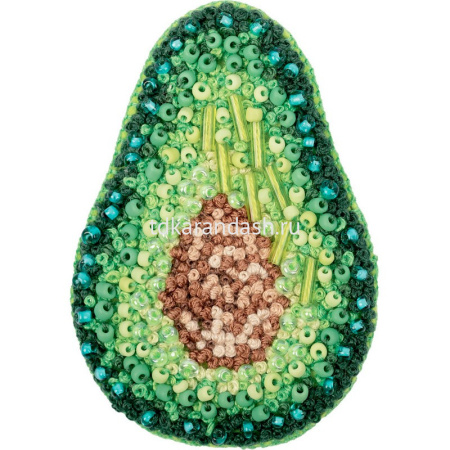 Вышивка бисером "Брошь. Половинка авокадо" 4,5х6,5см (картон, фетр, нитки, бисер, игла) 10-019 от магазина "Карандаш"