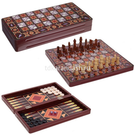 Игра настольная 3 в 1 (шахматы, шашки, нарды) 34х16х5,5см 231295 от магазина "Карандаш"