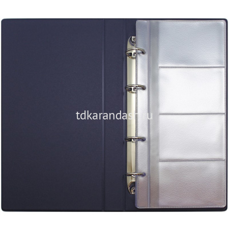 Визитница 160 визиток 13,5х25х3см на кольцах, пвх, синяя 2006-101 от магазина "Карандаш"