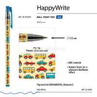 Ручка шариковая "HappyWrite. Машинки" 0.5мм синяя 20-0215/01 от магазина "Карандаш"