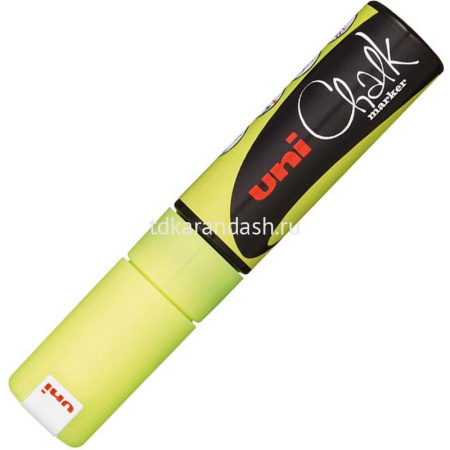 Маркер - жидкий мел "Chalk PWE-8K" флуоресцентно-жёлтый, скошенный наконечник, толщина линии 8.0мм