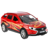 Машина "Lada Vesta SW Cross" красная, инерционная, металл 12см (открывающиеся двери) от магазина "Карандаш"