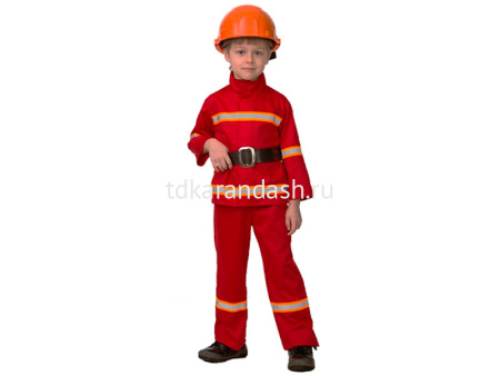Карн.костюм Пожарный р.32 рост 122см (куртка, брюки, пояс, каска) 5705-32