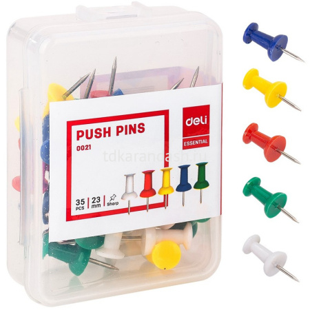 Кнопки-гвоздики силовые цветные никелированные 35шт в пластиковой коробке Е0021