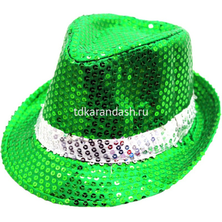 Шляпа блестящая с пайетками, мигающая, зеленая Y1813-14