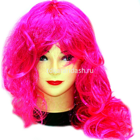 Парик волнистые волосы 55см розовый Y3872-16