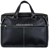 Сумка 400х280х105мм 1 отделение, 3 кармана, черная, натуральная кожа S.35.CD. от магазина "Карандаш"
