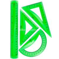 Набор 4 предмета (линейка 20см, треугольник 2шт, транспортир) пластик, неон, 3 цвета EG00402 от магазина "Карандаш"