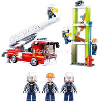 Конструктор "Пожарная машина" 343 детали 38х28,5х7см пластик JB0913239 от магазина "Карандаш"