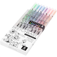 Набор гелевых ручек 8цв 0,8мм "Sketch&Art. Uni Write. Pastels" чернила пастельные, корпус Soft Touch от магазина "Карандаш"