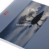 Блокнот А4 80л "Лунная ночь" клетка, на спирали, жесткая подложка УФ-лак 092672 от магазина "Карандаш"