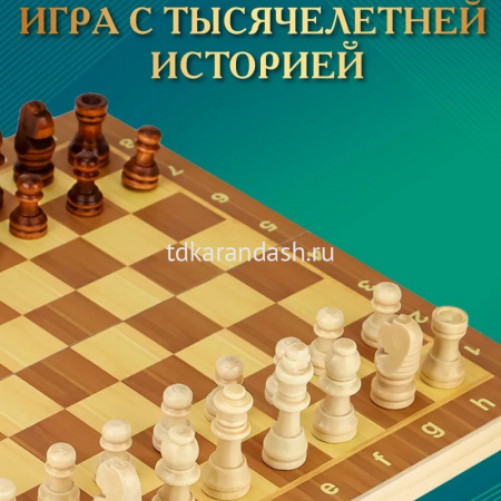 Шахматы, шашки, нарды 3 в 1, 29х29см (фигуры дерево, доска дерево) BJ6947 от магазина "Карандаш"