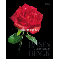 Тетрадь А5 96л клетка "Roses on black" на скобе 3D лак матовая ламинация 5 дизайнов 050510 от магазина "Карандаш"