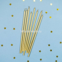 Свечи д/торта 8шт. 18см с подсвечниками Gold 6078270 от магазина "Карандаш"