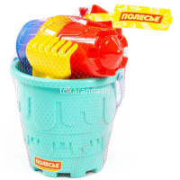 Набор д/песка №524 (ведро-замок большое, лопатка №5, грабельки №5, 3 формочки) 51776 от магазина "Карандаш"