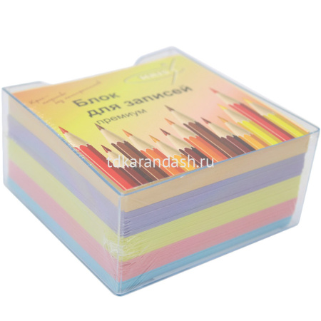 Пластиковый бокс 9х9х4,5см прозрачный с блоком цветной бумаги КУЭ-4Б