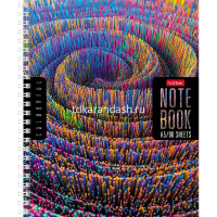 Тетрадь А5 96л клетка "Colorful line" на спирали, многоцветный срез, перфорация на отрыв 4 дизайна от магазина "Карандаш"