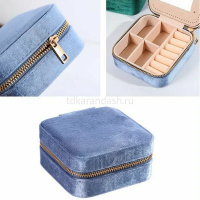 Шкатулка 10х10х5см текстиль, голубая Y10605-24 от магазина "Карандаш"