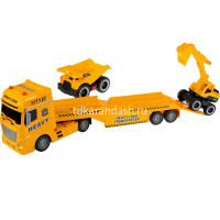 Картинка Трейлер "Автовоз" инерционный, пластик 14x58x23см + самосвал и экскаватор (свет, звук) ВВ6082 от магазина "Карандаш" Трейлер "Автовоз" инерционный, пластик 14x58x23см + самосвал и экскаватор (свет, звук) ВВ6082 от магазина "Карандаш"