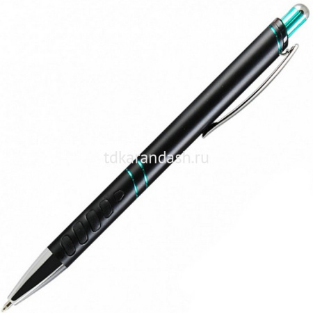 Ручка РШ "Space" корпус-алюмин.,черный матовый, отделка синий хром. 16BP5039-030