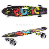 Скейтборд 56х14см, пластик, 4 колеса PU d=5,8см светятся, с ручкой U040856Y от магазина "Карандаш"