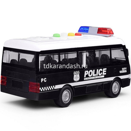 Автобус "Полицейская служба" инерционный на батарейках, пластик (свет, звук) RJ5512B от магазина "Карандаш"