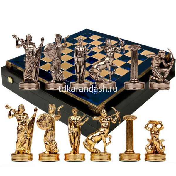 Шахматный набор "Битва Титанов" 36х36см дерево/металл (фигуры золото/серебро) MP-S-18-36-BLU от магазина "Карандаш"