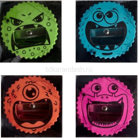 Точилка 1 отв. "FunGraphix. Monsters" 40х40х18мм с ластиком, пластик 4 вида 42-0060 от магазина "Карандаш"