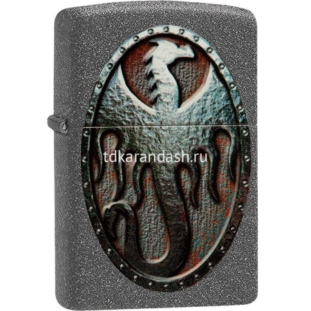 Зажигалка "Metal Dragon Shield Design" 38x13x57мм латунь/сталь, серая, матовая 49072/58599